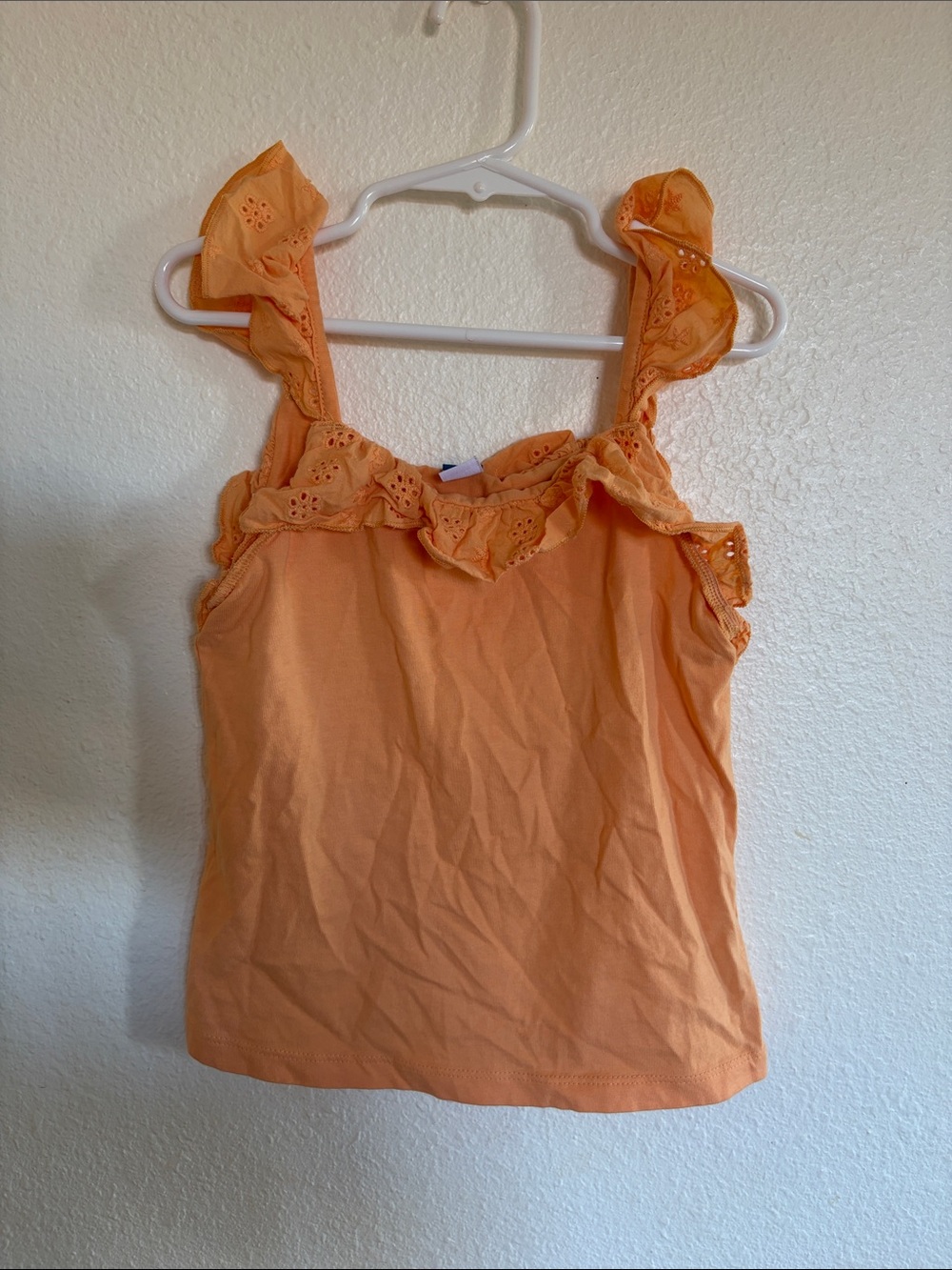 Old Navy Orange Eyelet Ruffle Tank Top